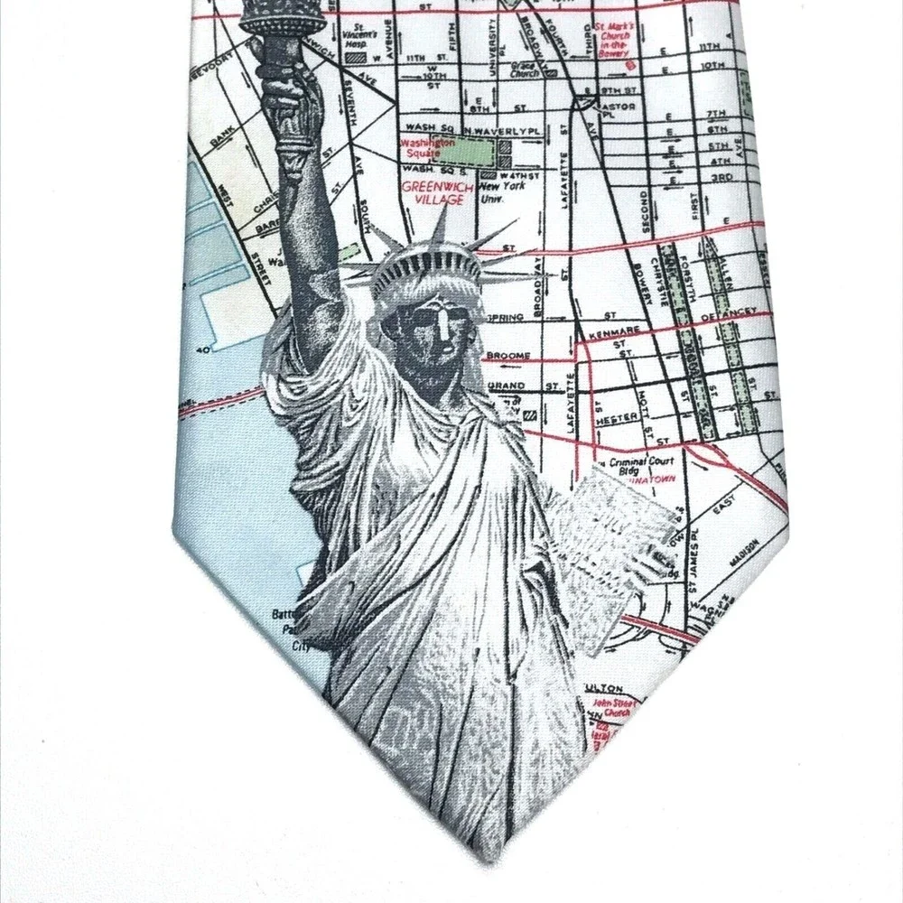 Rene Chagal New York City Tie NY Empire State Statue of Liberty Map Necktie 56